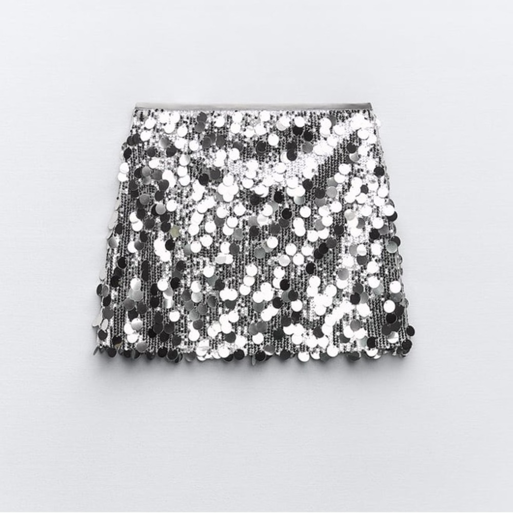 Zara SEQUIN MINI SKIRT - Picture 11 of 16